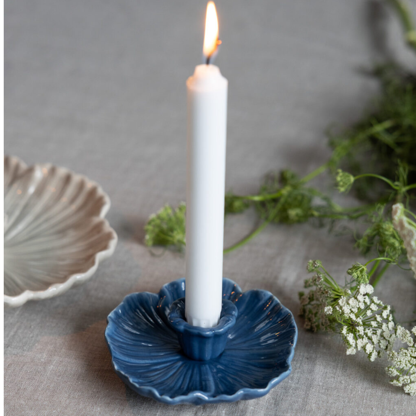 Bloem Keramieken Kandelaar – Ø 13 cm – Blauw