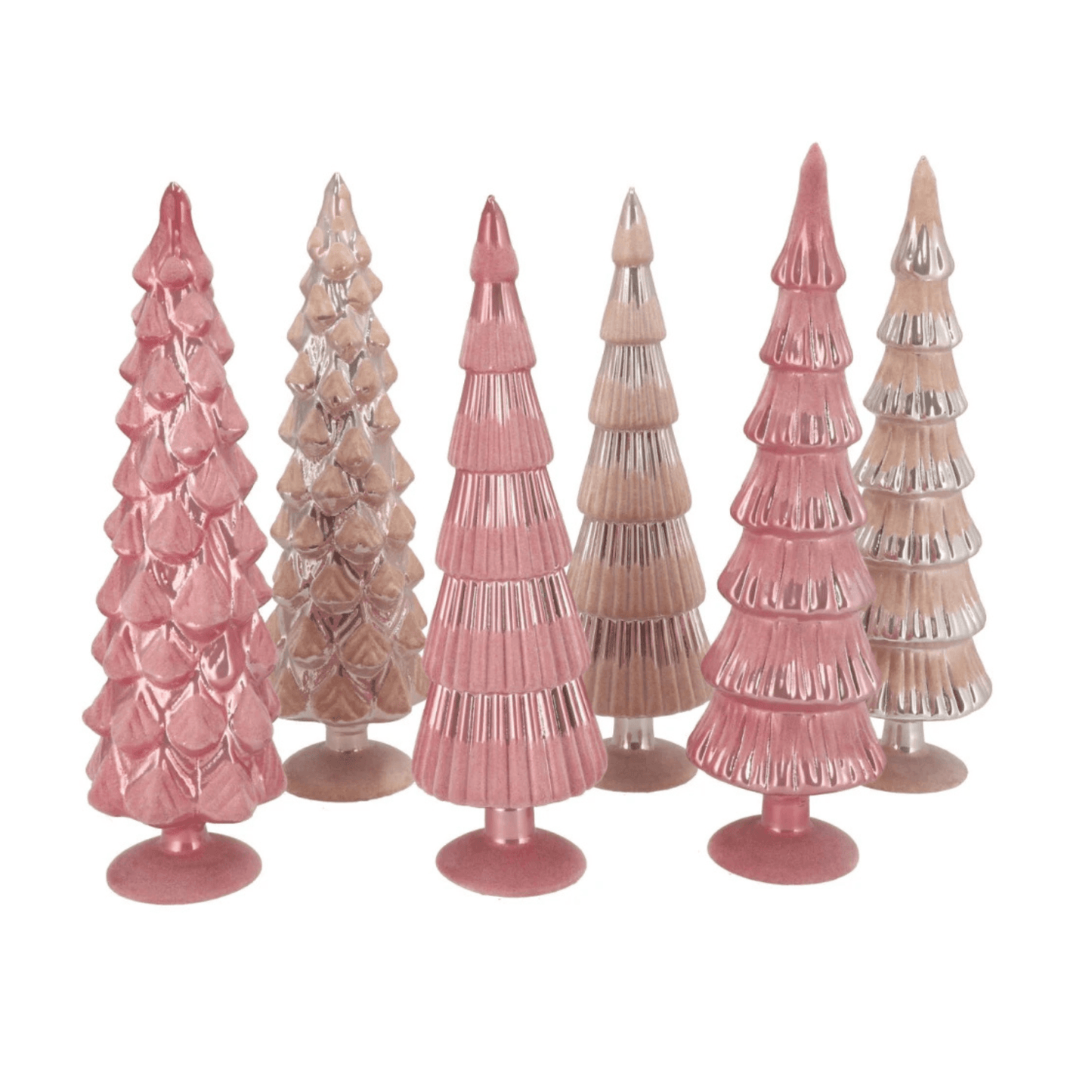 Glazen Kerstboompjes –Roze /nude  - Glimmend en Transparant