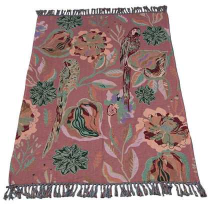 Jacquard plaid vogels en bloemen 130x170 cm