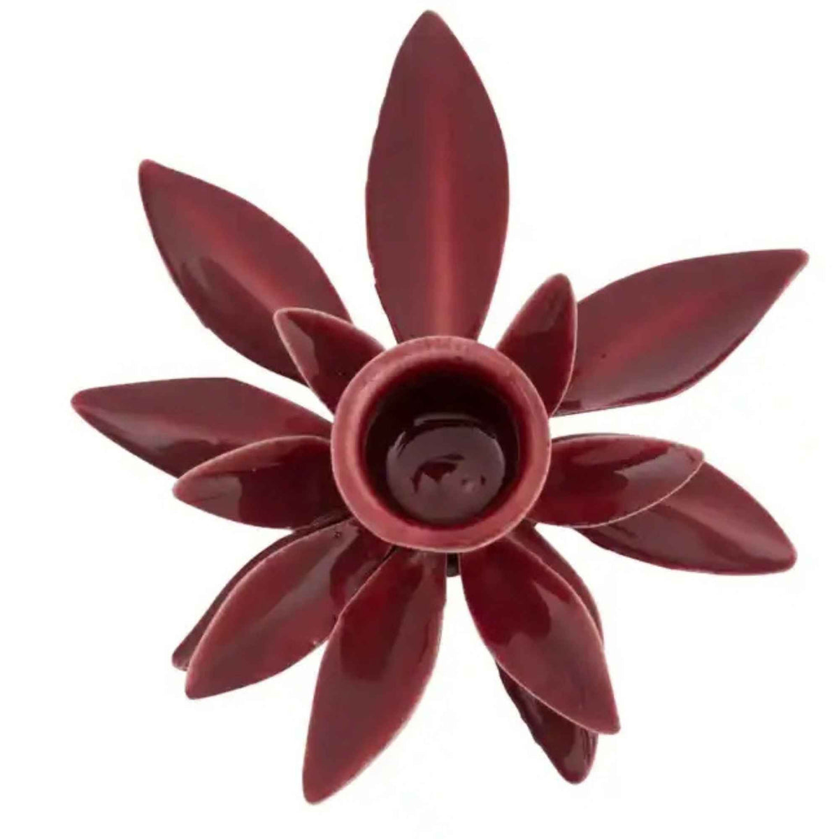 Kandelaar metalen bloem - Burgundy