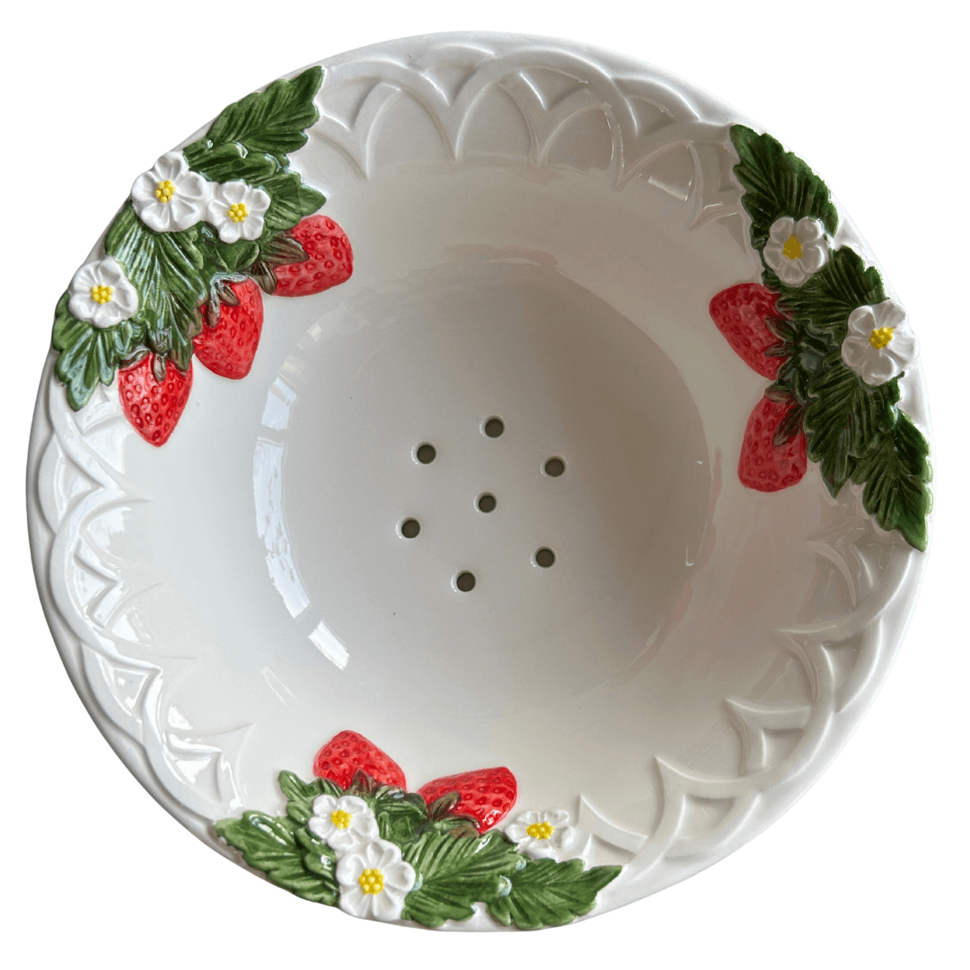 Aardbeientel met los bord – Handgeschilderd