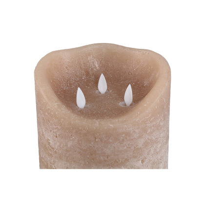 Grote LED kaars met 3 lontjes - Rustic Beige – 3 maten