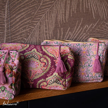 Toilettas bloemen - burgund