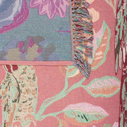 Jacquard plaid vogels en bloemen 130x170 cm
