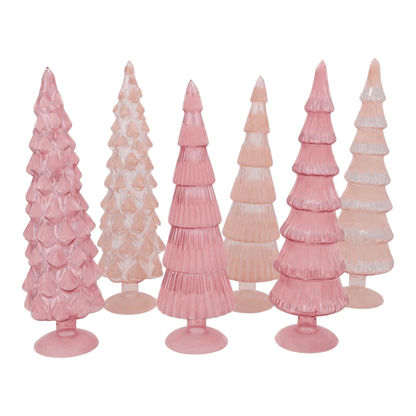 Glazen Kerstboompjes –Roze /nude  - Glimmend en Transparant