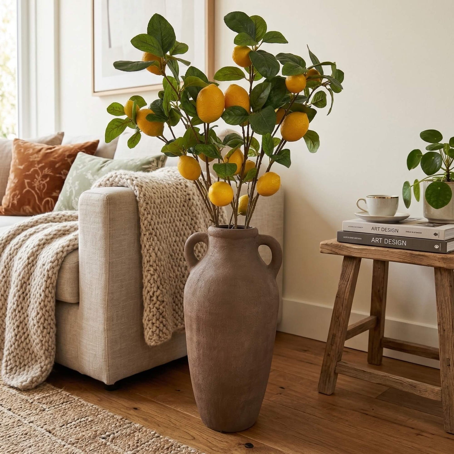 Aardewerken hoge kruik rustiek - bruin