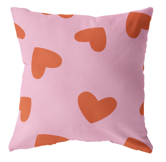 Buitenkussen hart - Roze&Rood
