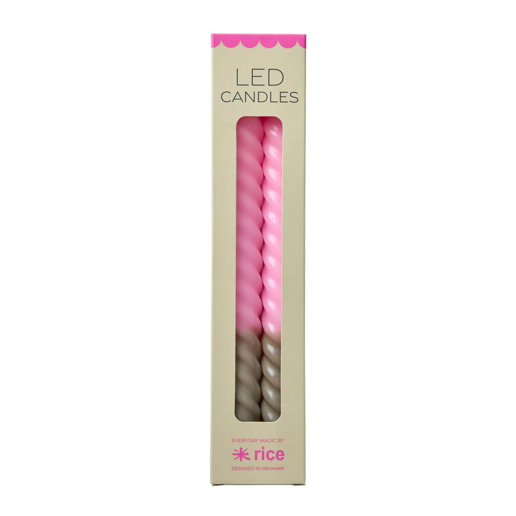 LED Dinerkaarsen Roze & Donkerzand – Set van 2