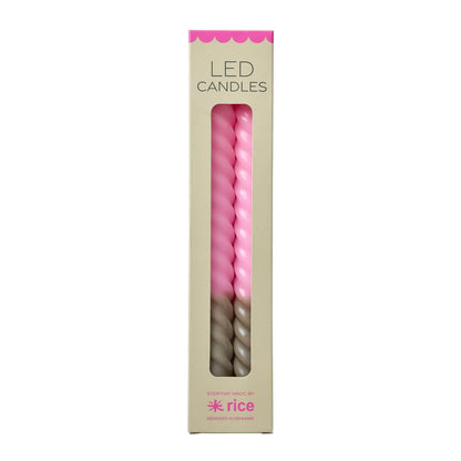 LED Dinerkaarsen Roze & Donkerzand – Set van 2