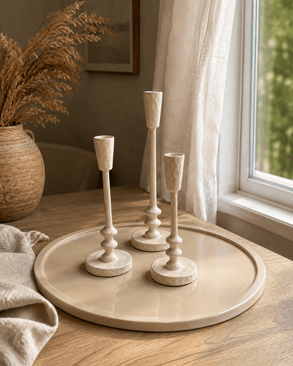 Metalltablett – matt – Sand – Ø37 cm