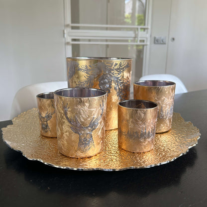 Teelichthalter mit Herbstmotiv in drei Größen - Gold