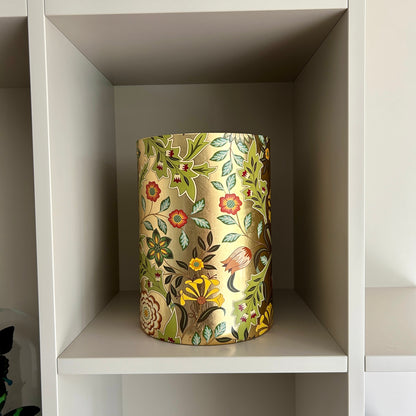 Windlicht of Vaas – Goud met Bloemenprint – 25 cm Hoog