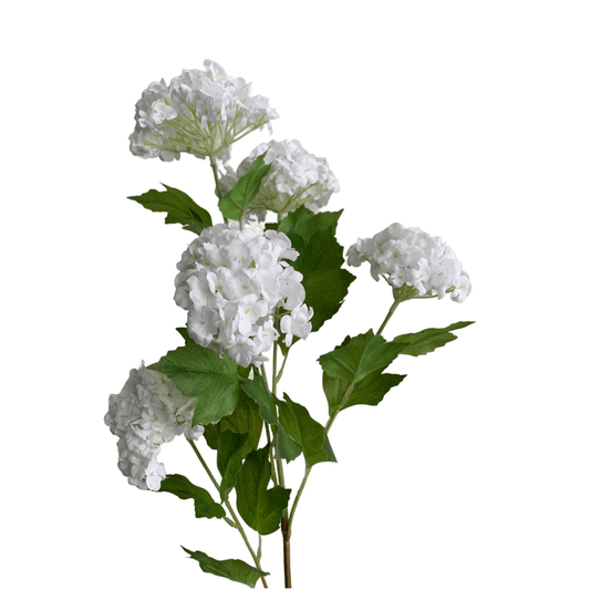 Zijden bloem Sneeuwbal wit met 5 bloemen