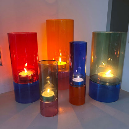 Windlicht Oranje/Roze – Ø12 x H30cm