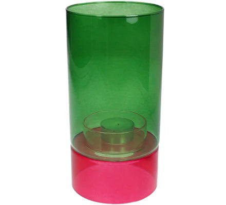 Waxinehouder Groen/Roze – Ø10 x H 20cm