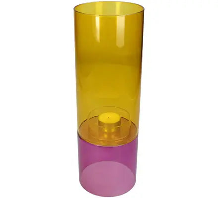 Waxinehouder Geel/Roze Ø10 x H30 cm