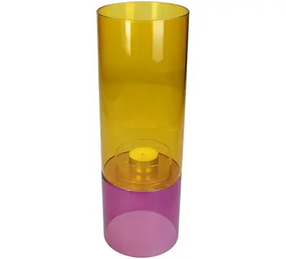 Waxinehouder Geel/Roze Ø10 x H30 cm