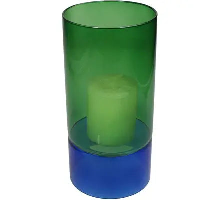 Windlicht Groen/Blauw – Ø12 x H25 cm