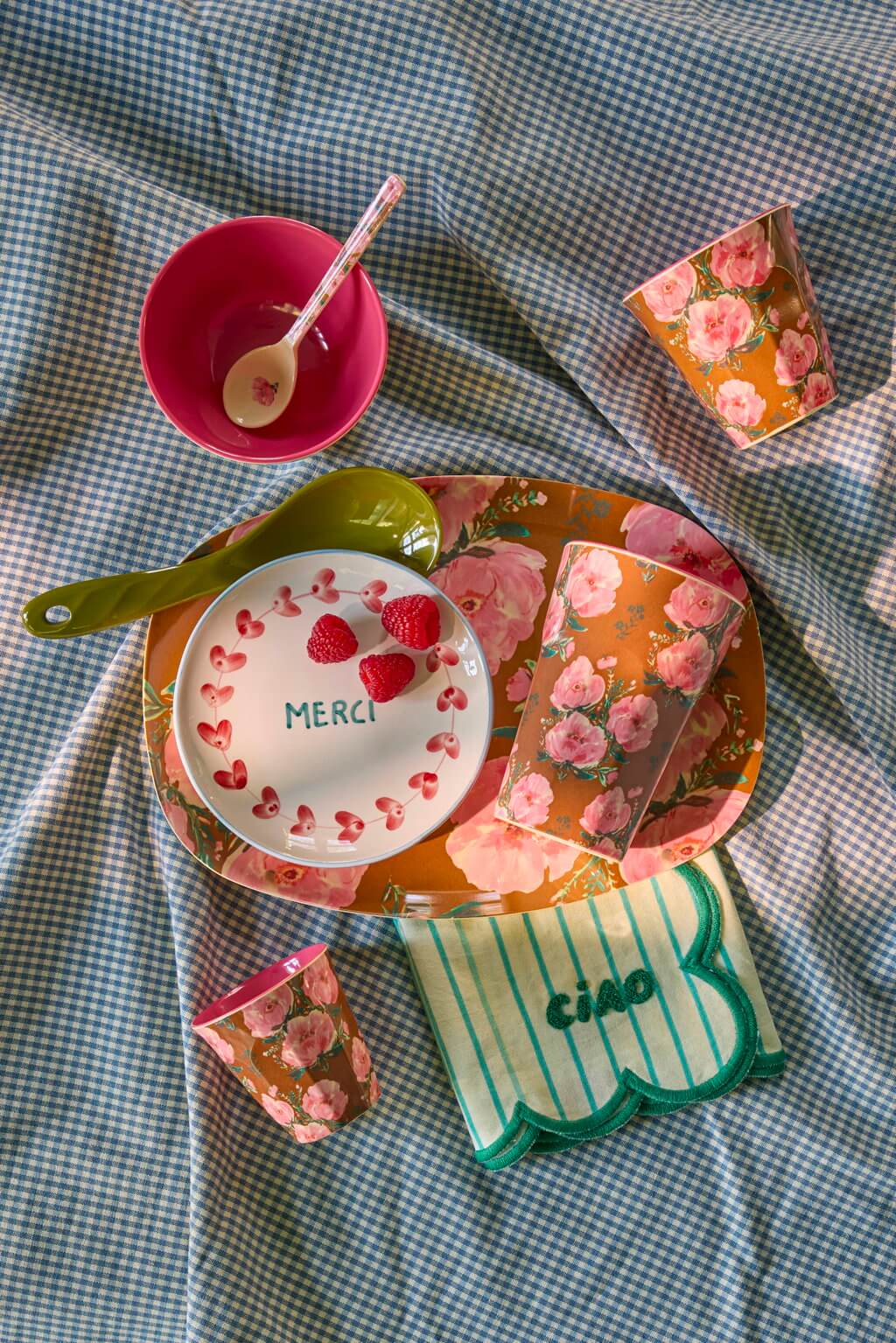 Melaminbecher medium – Flower Press Print – Rice