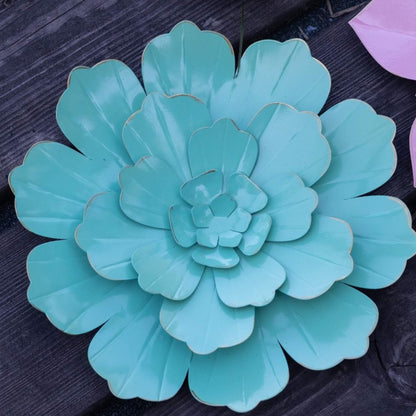 Metallene Mauerblume Aqua 28 cm – Mintgrün