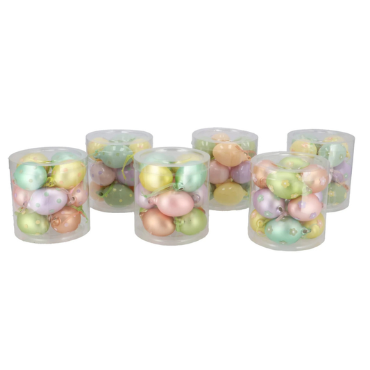 Glazen Paaseieren  - pastel - 12 stuks in een doosje