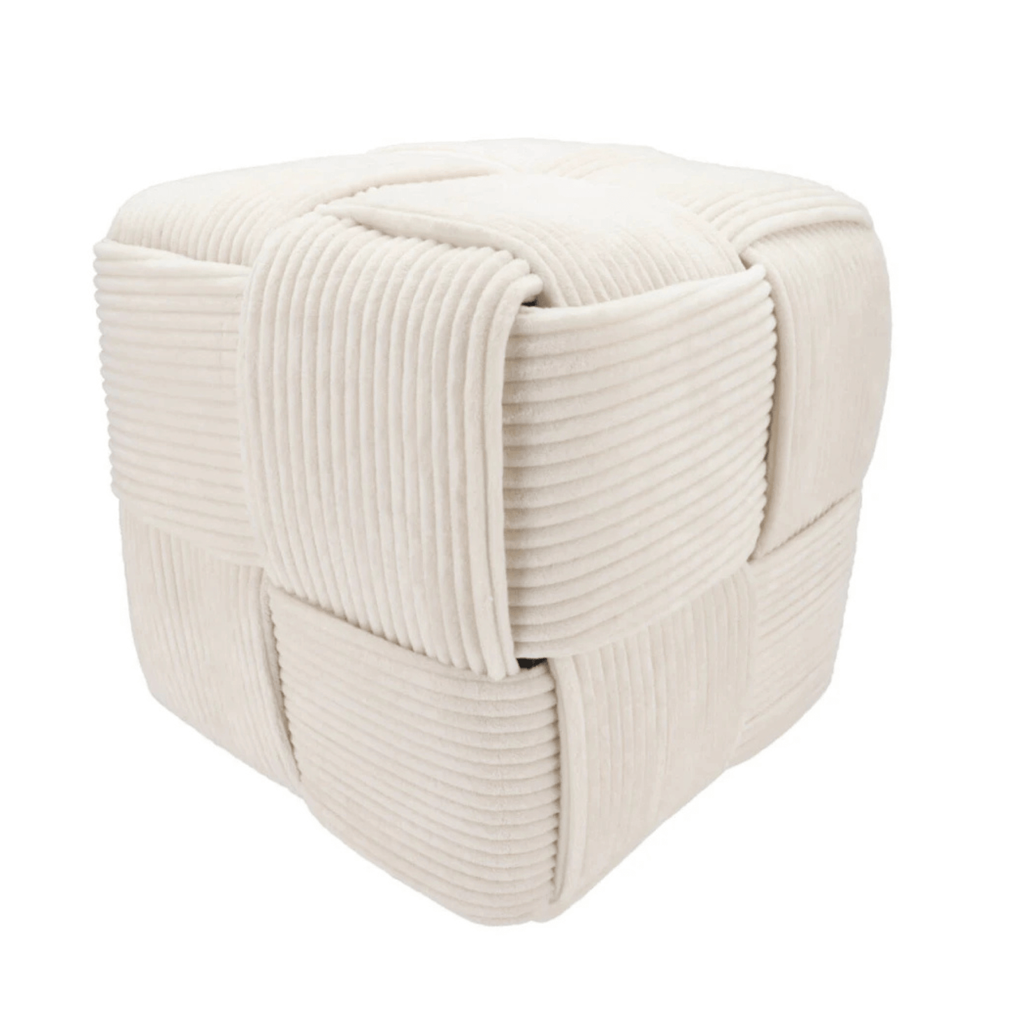 Poef – ribstof - crème  - 40 × 40 cm