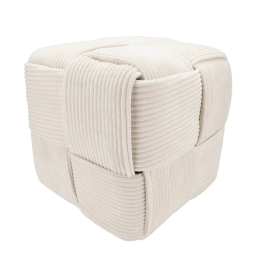 Poef – ribstof - crème  - 40 × 40 cm