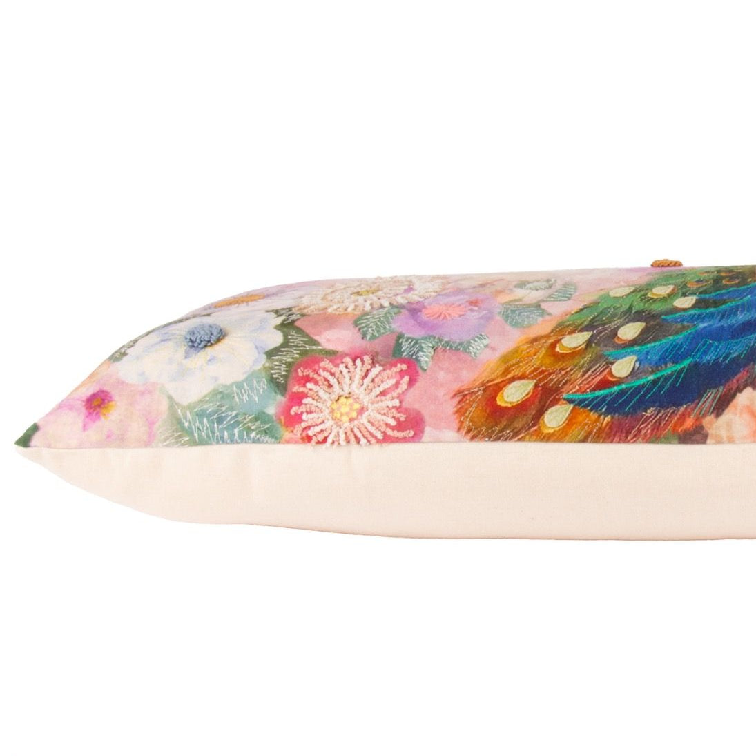 Zierkissen Majesty Pfau Blumen 40×90 cm