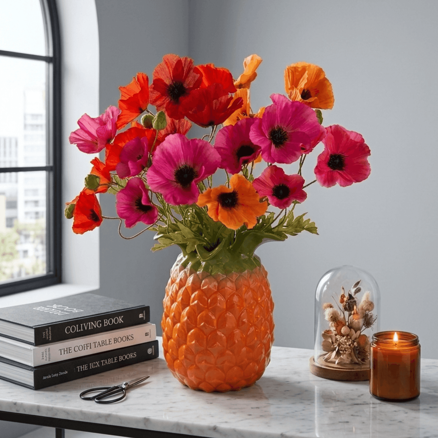 Zijden boeket in ananasvaas – inclusief vaas