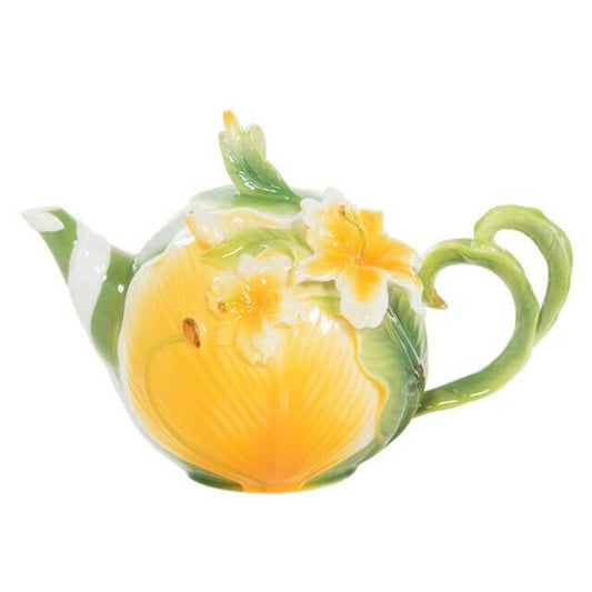 Keramieken theepot - geel/groen – 1 liter