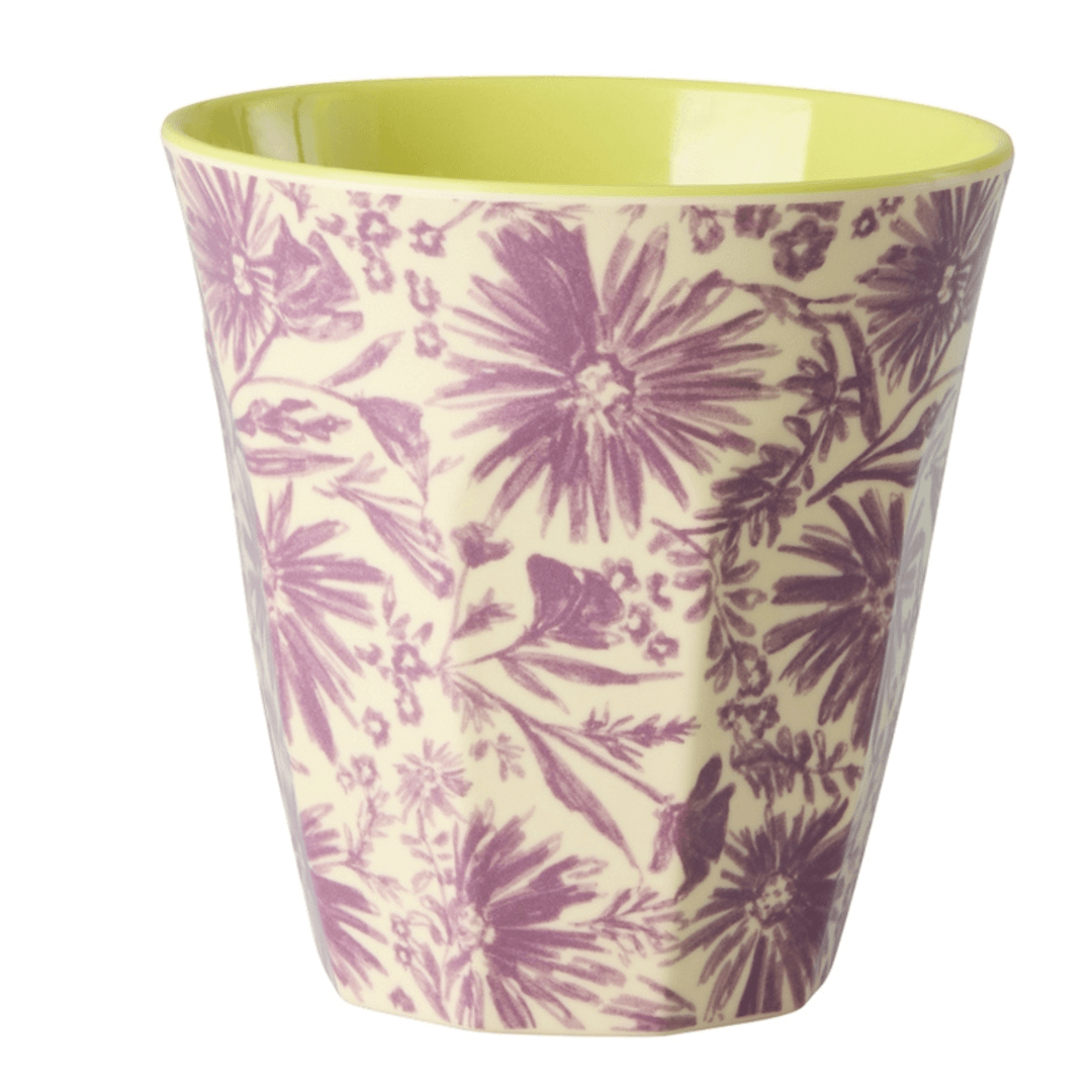 Melamine beker medium - Flower Press print - Rice