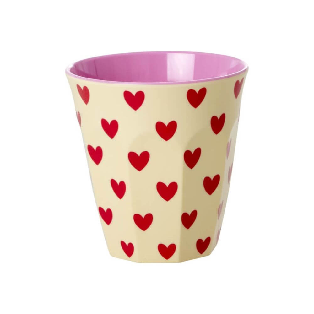 Melamine beker medium Darling Hearts print - Rice