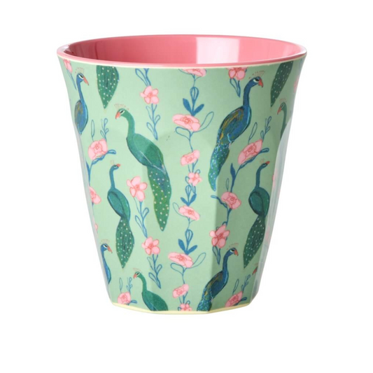 Melamine beker medium Peacock Power print - Rice