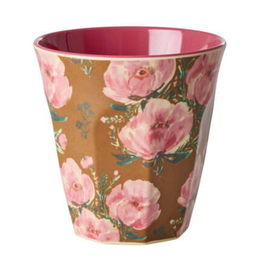 Melamine beker medium - Floral Fiesta Rose Print  - Rice