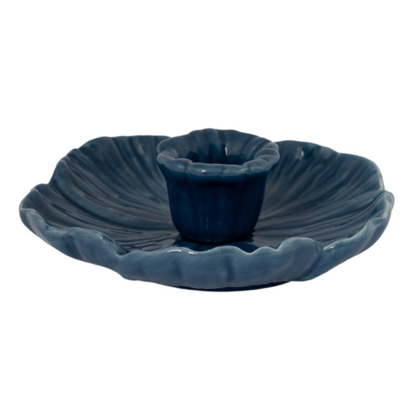 Bloem Keramieken Kandelaar – Ø 13 cm – Blauw