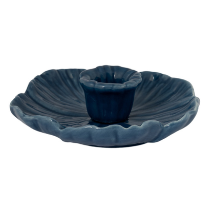 Bloem Keramieken Kandelaar – Ø 13 cm – Blauw