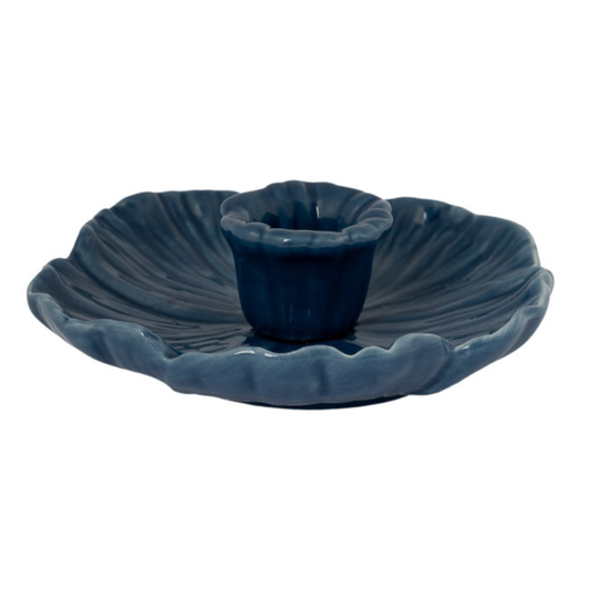 Bloem Keramieken Kandelaar – Ø 13 cm – Blauw