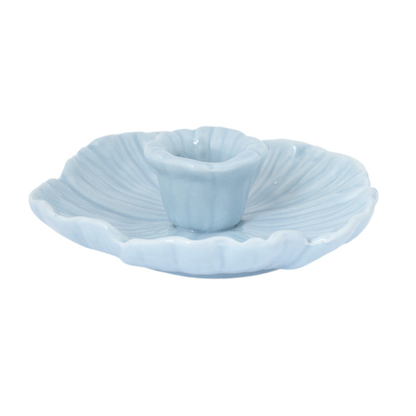 Bloem Keramieken Kandelaar – Ø 13 cm – Licht Blauw