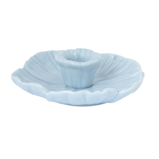 Bloem Keramieken Kandelaar – Ø 13 cm – Licht Blauw
