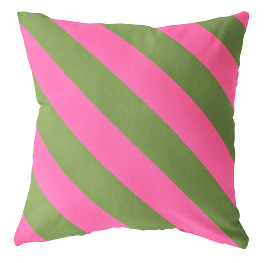Buitenkussen streep -Groen & Roze