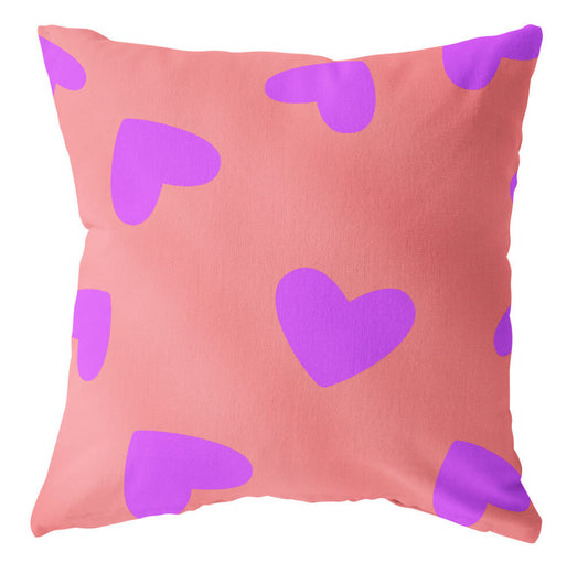 Buitenkussen hart - Zalm&Paars