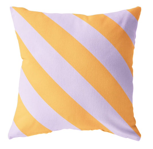 Buitenkussen diagonaal geel/lila