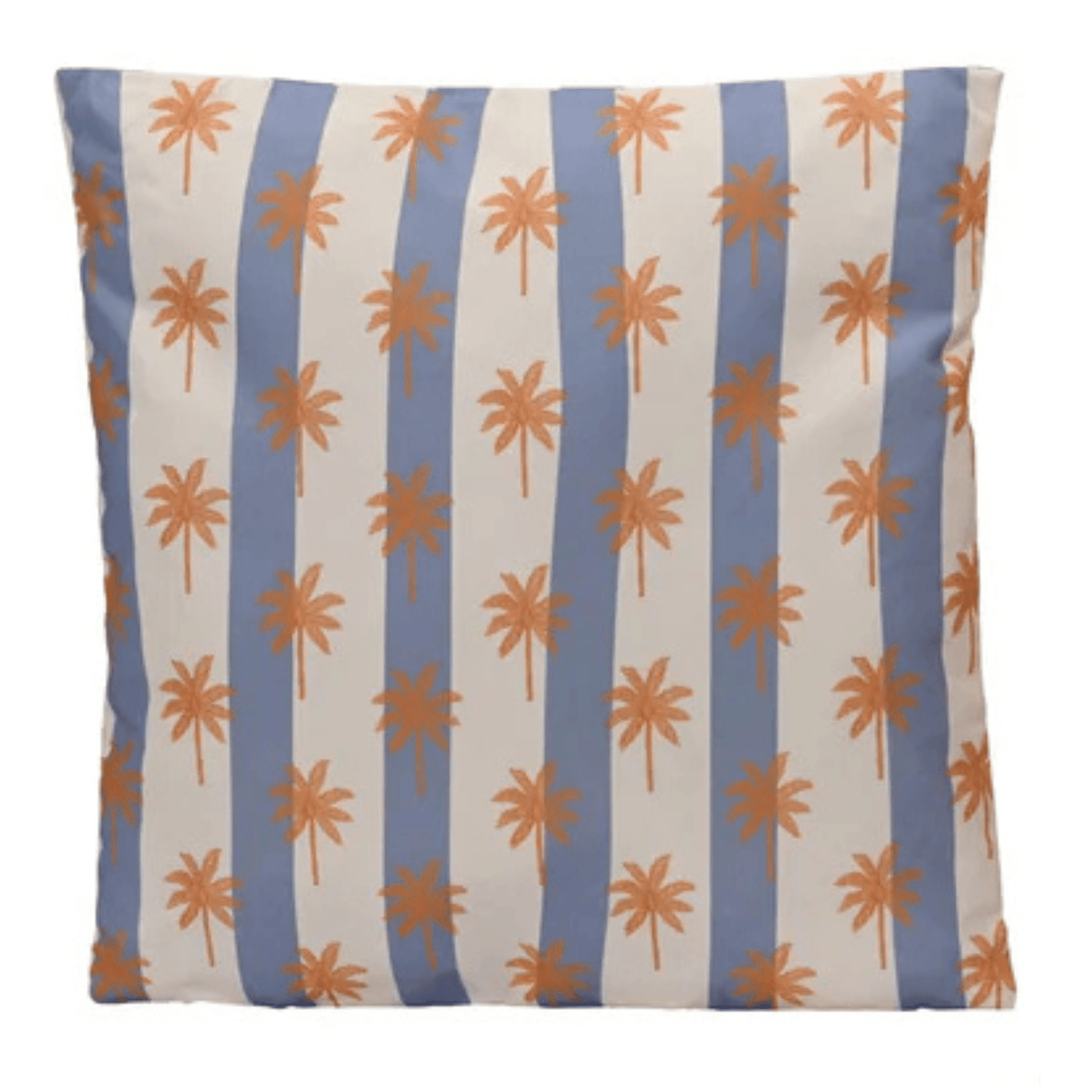 Outdoor-Kissen Palme & Streifen blau/orange – 45x45 cm