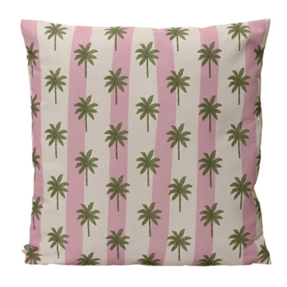 Outdoor-Kissen Palme & Streifen rosa/grün – 45x45 cm