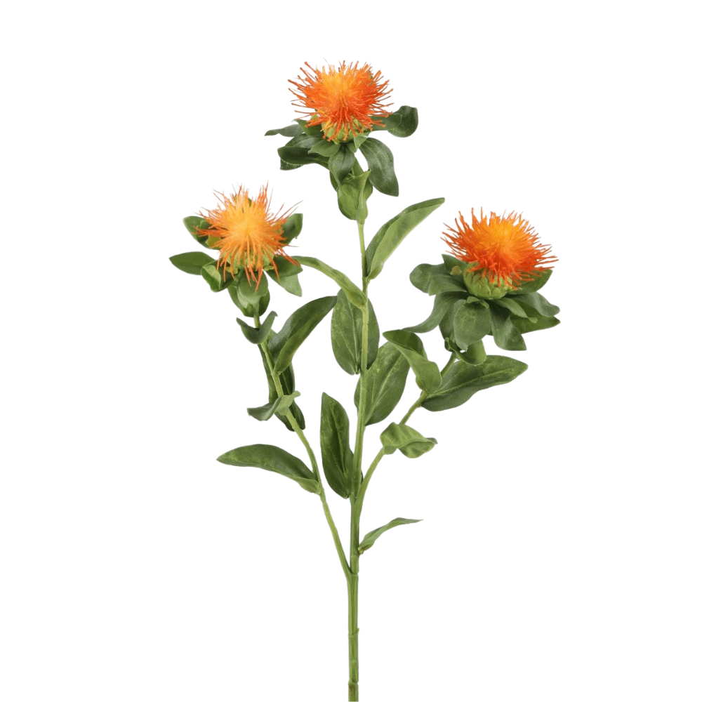 Carthamus Kunstbloem – 64 cm – Oranje Bloemen