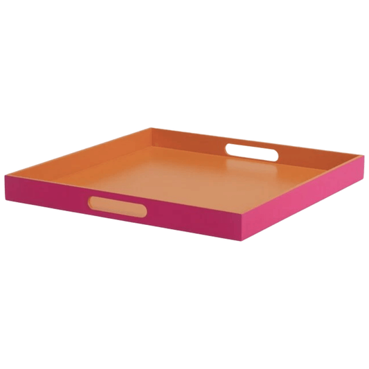 Dienblad vierkant  oranje/fuchsia