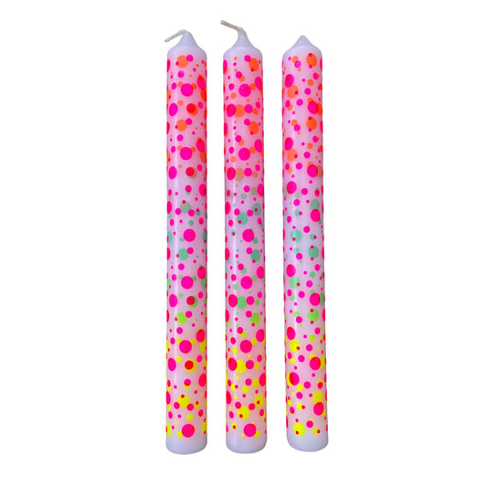 Dip Dye Graphic Dots  kaarsen per 3 verpakt - Pink Stories