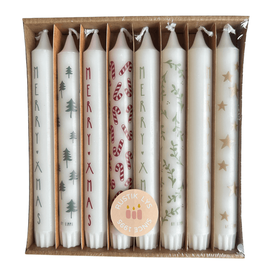 Merry Christmas Kaarsenpakket-Set van 8 kaarsen
