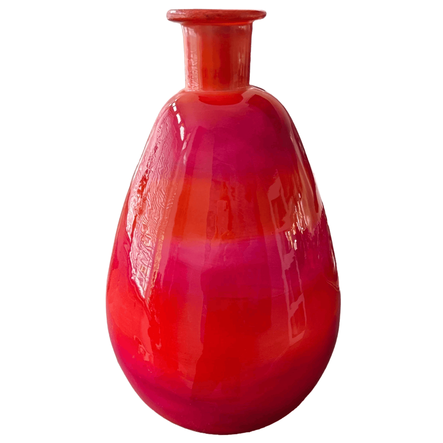 Glazen Vaas in diverse roze/oranje/rood tinten- 42 cm Hoog