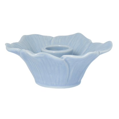 Blumenförmiger Keramik-Kerzenhalter – Ø 10 cm – Hellblau